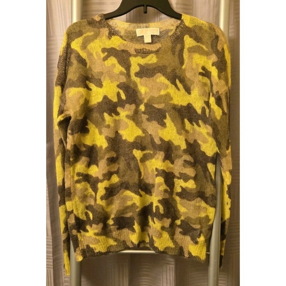 MICHAEL KORS‎ Green Camo Crew Neck Size Medium Women's Long Sleeve Sweater